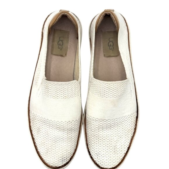 UGG Women' s Sammy Slip On Knit Loafers Shoes White 1016756, Size US 9 - Picture 1 of 10
